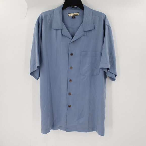 Tommy Bahama shirt Mens Large Harley Davidson Embroidered Silk Short Sleeve blue - Picture 5 of 15